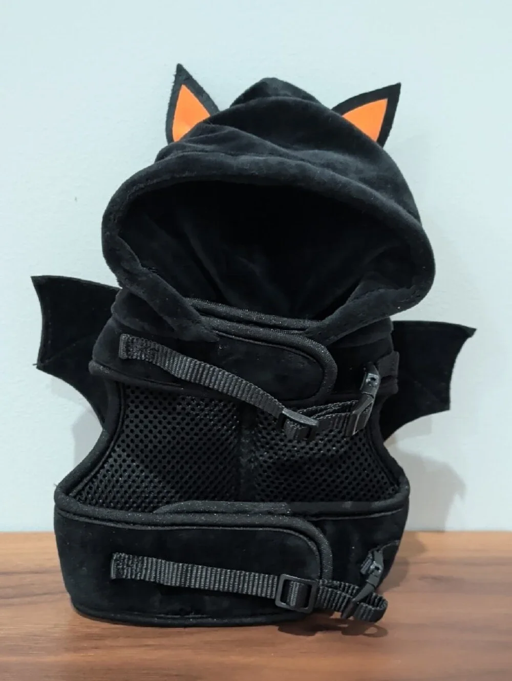 Black & Orange Bat Dog Hoodie with D-Ring Harness Small